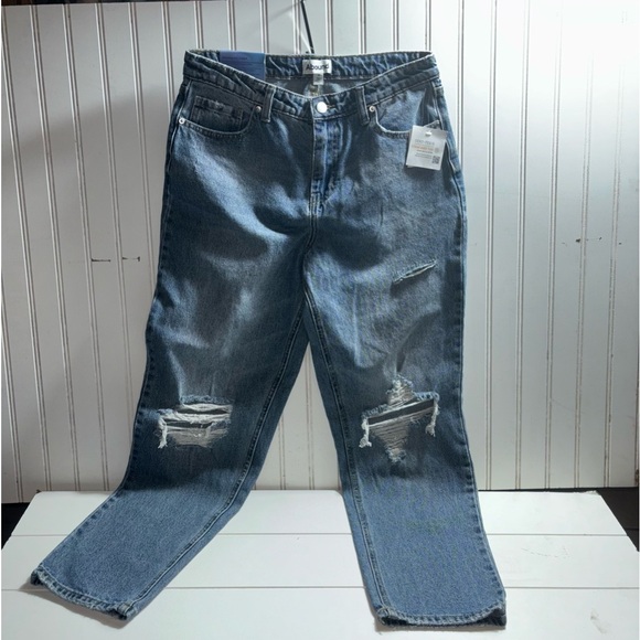 Abound High Waisted Loose Straight Cropped Ankle Jeans - Picture 1 of 6